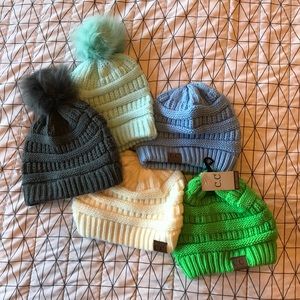 Set of 5 beanie hats!  3 of them are C.C brand.
